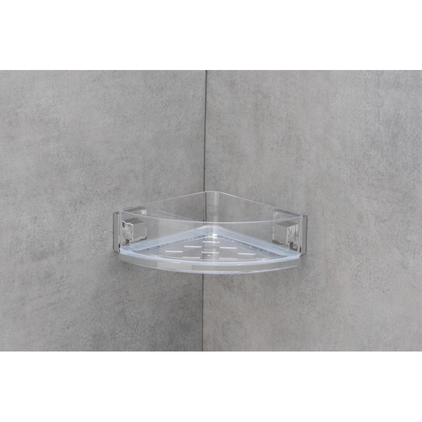 WENKO 22686100-Kampinė lentyna VACUUM-LOC QUADRO ED 28x19,5 cm sidabrinė/skaidri