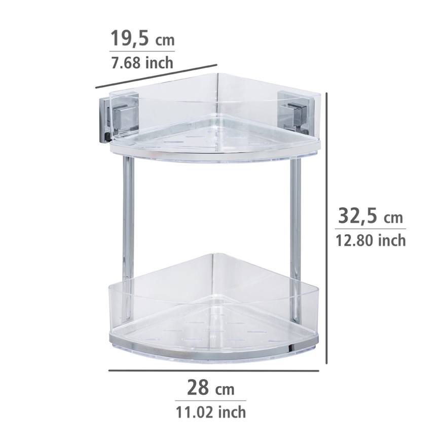 WENKO 22690100 - kampinė lentyna VACUUM-LOC QUADRO ED 28x32,5 cm, sidabro spalvos / blizgus chromas
