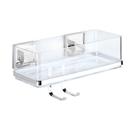 WENKO 22694100-Lentynėlė VACUUM-LOC QUADRO ED 25,5x15 cm sidabrinė / blizgus chromas / skaidri