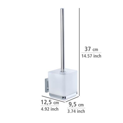 WENKO 22695100-WC tualeto šepetys VACUUM-LOC QUADRO ED 9,5x37 cm sidabrinis/blizgus chromas/skaidrus