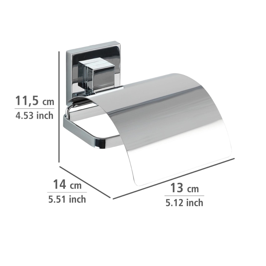 WENKO 22696100-Tualetinio popieriaus laikiklis VACUUM-LOC QUADRO ED 13x14 cm blizgus chromas