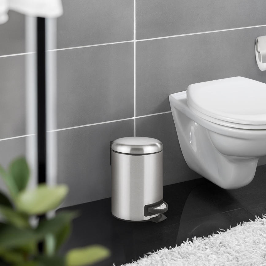 WENKO 22702100 - Šiukšlių dėžė LEMAN 17x25 cm nerūdijančio plieno/satinuota/juoda