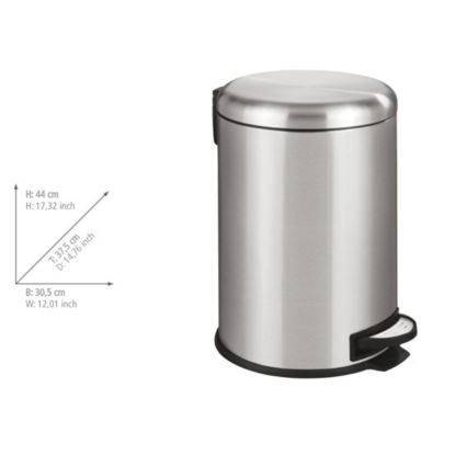 WENKO 22704100 - Šiukšlių dėžė LEMAN 30,5x44 cm nerūdijančio plieno/satinuota/juoda
