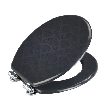 WENKO 22977100-Tualeto sėdynė BELLEVUE 35,5x42,5 cm antracitas/sidabrinė