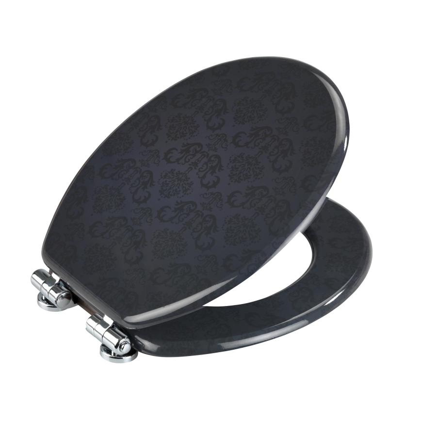 WENKO 22977100-Tualeto sėdynė BELLEVUE 35,5x42,5 cm antracitas/sidabrinė