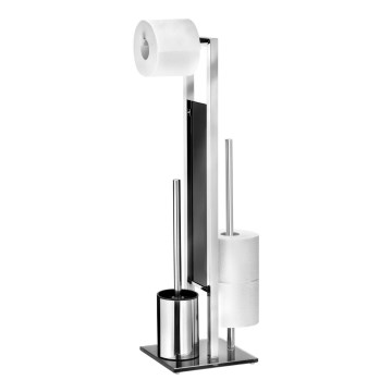 WENKO 22983100 - WC šepetys RIVALTA 18x70 cm, iš nerūdijančio plieno, sidabrinis/juodas