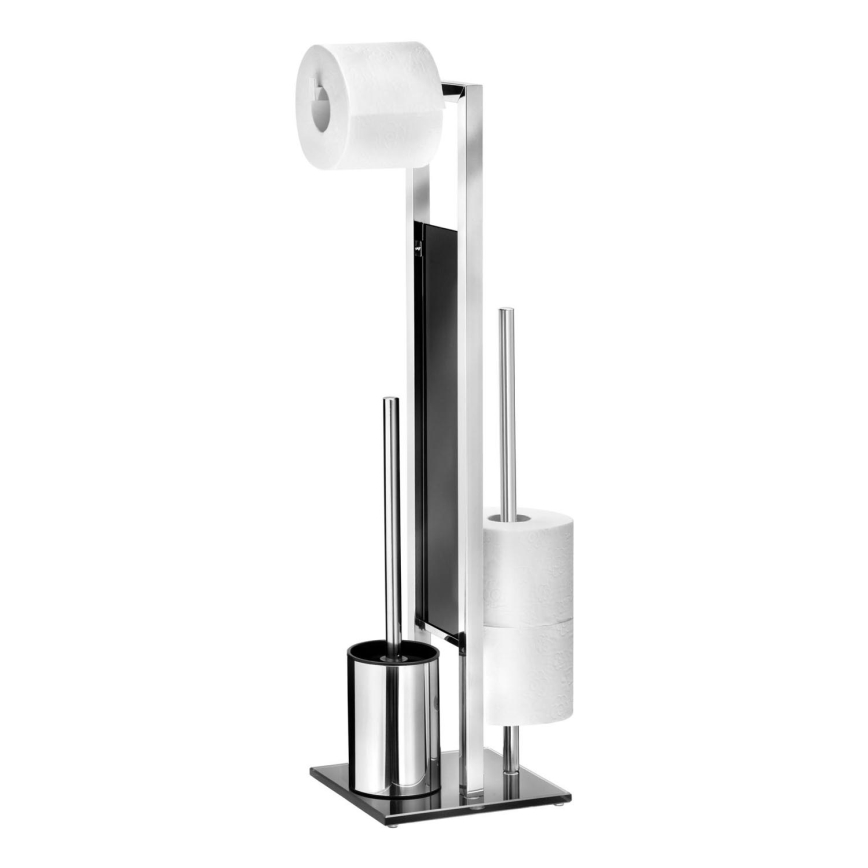 WENKO 22983100 - WC šepetys RIVALTA 18x70 cm, iš nerūdijančio plieno, sidabrinis/juodas