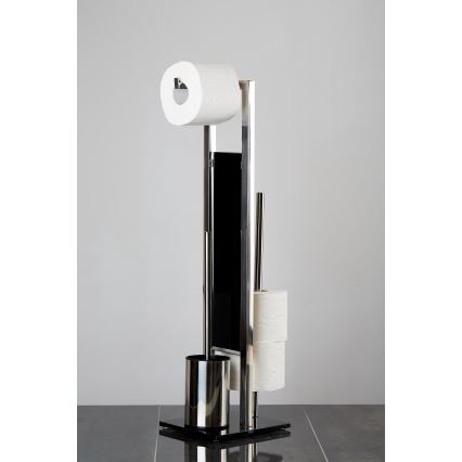 WENKO 22983100 - WC šepetys RIVALTA 18x70 cm, iš nerūdijančio plieno, sidabrinis/juodas