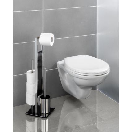 WENKO 22983100 - WC šepetys RIVALTA 18x70 cm, iš nerūdijančio plieno, sidabrinis/juodas