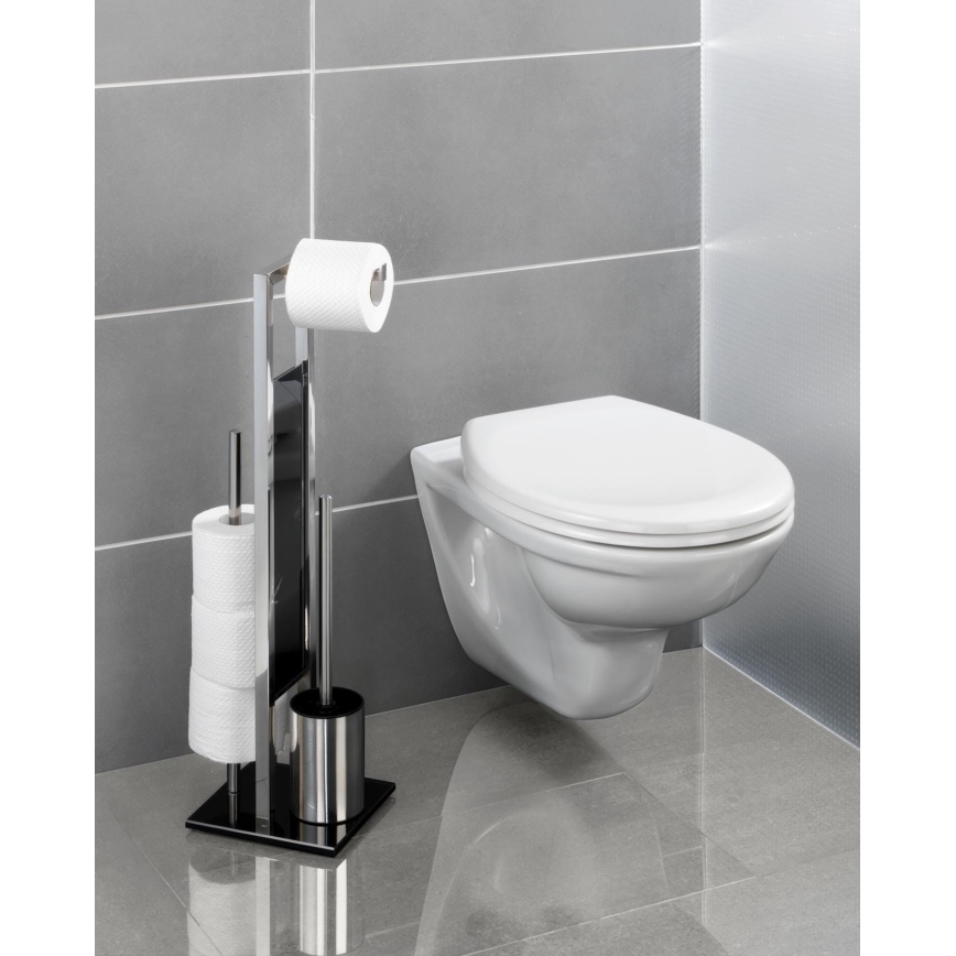WENKO 22983100 - WC šepetys RIVALTA 18x70 cm, iš nerūdijančio plieno, sidabrinis/juodas
