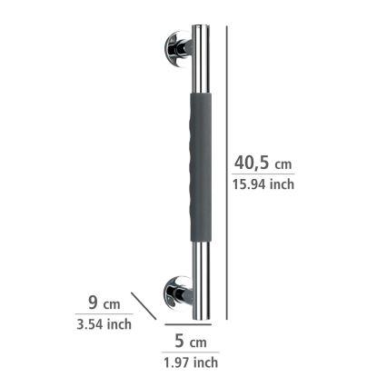 WENKO 23284100 - Rankena SECURA 40,5 x 9 cm, nerūdijantis plienas/antracitas/blizgus chromas