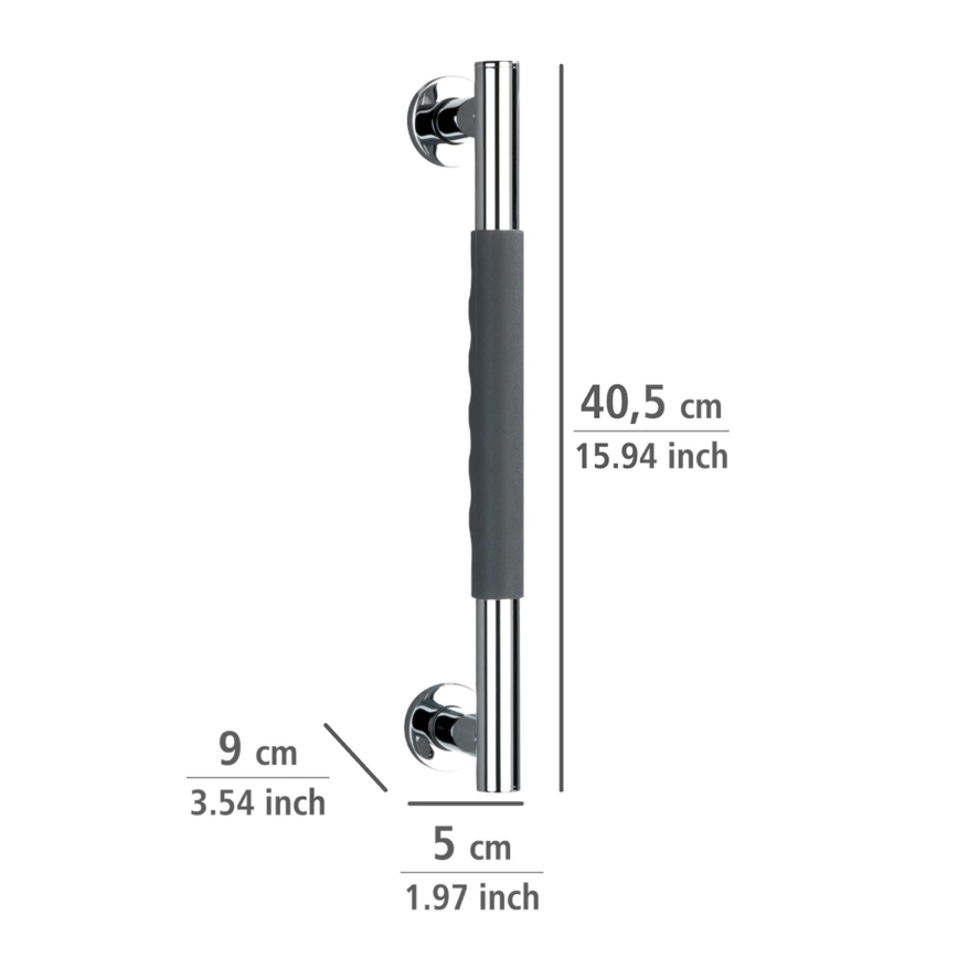 WENKO 23284100 - Rankena SECURA 40,5 x 9 cm, nerūdijantis plienas/antracitas/blizgus chromas