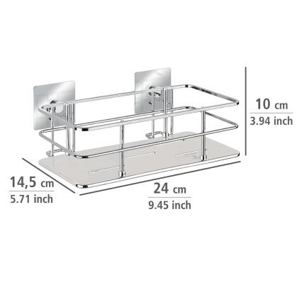 WENKO 23854800 - Lentynėlė TURBO-LOC QUADRO ED. 24x14,5 cm, nerūdijančio plieno / blizgus chromas