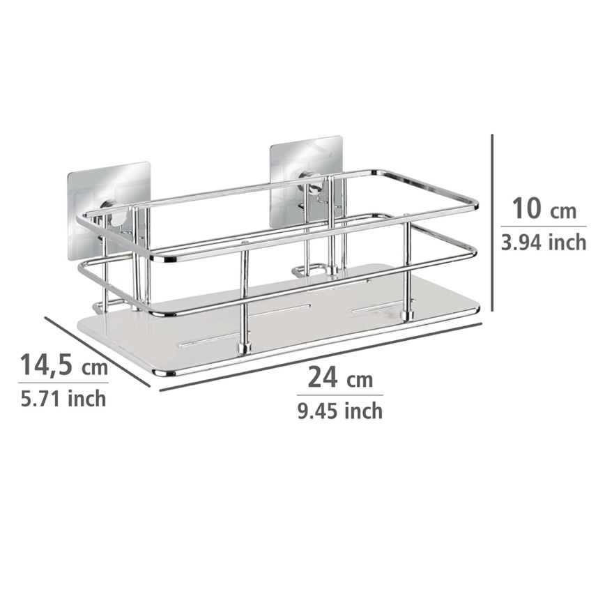 WENKO 23854800 - Lentynėlė TURBO-LOC QUADRO ED. 24x14,5 cm, nerūdijančio plieno / blizgus chromas