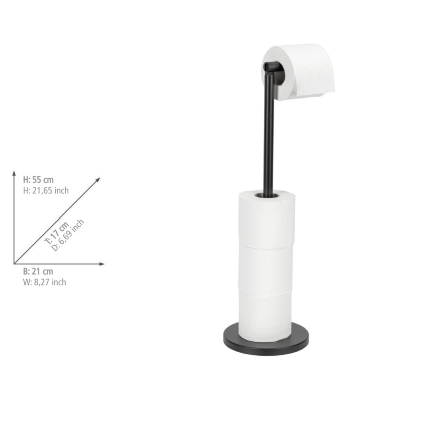 WENKO 24034100 - Tualetinio popieriaus laikiklis 21x55 cm juodas/sidabrinis