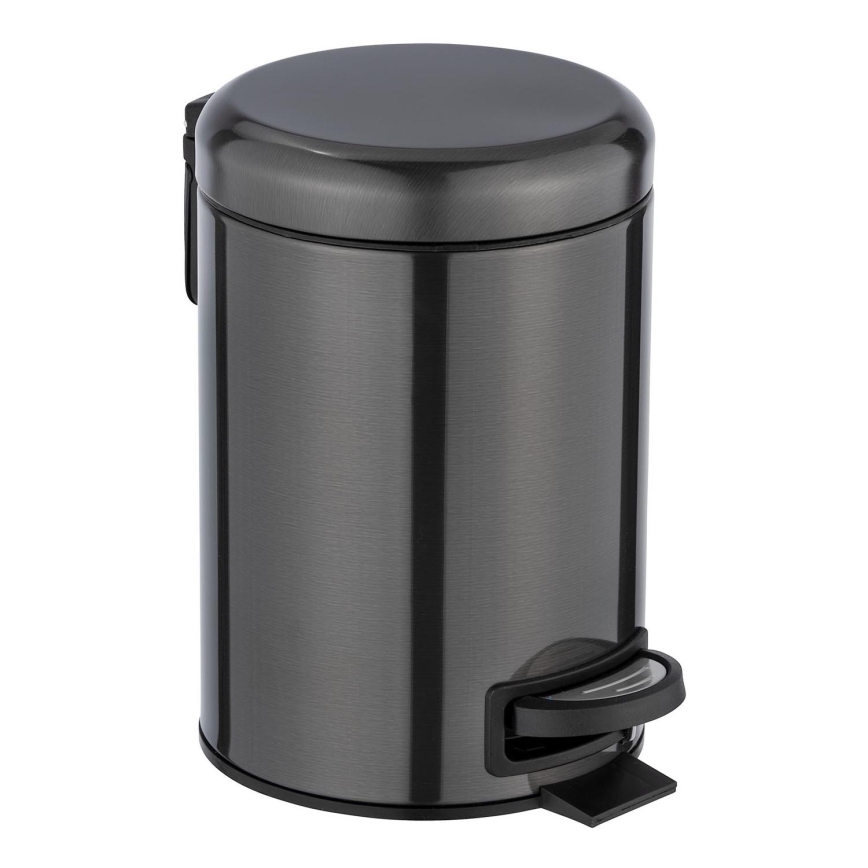 WENKO 24035100 - Šiukšlių dėžė LEMAN 17x25 cm nerūdijančio plieno/juoda