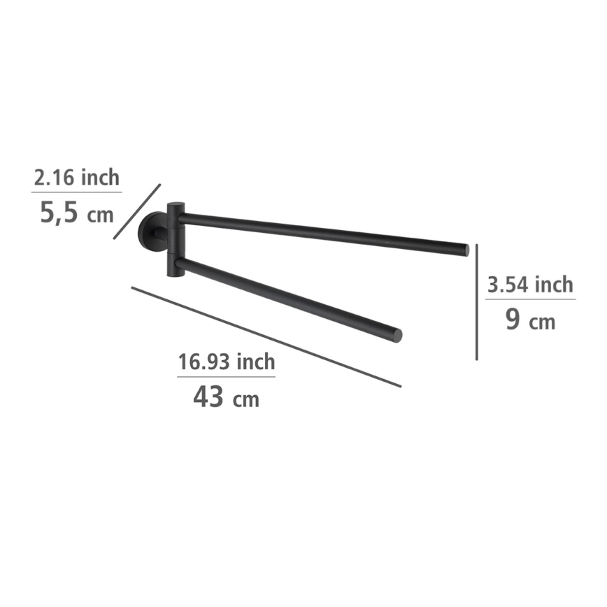 WENKO 24238100-Rankšluosčių laikiklis BOSIO BLACK 5,5x43 cm nerūdijančio plieno/sidabro spalvos