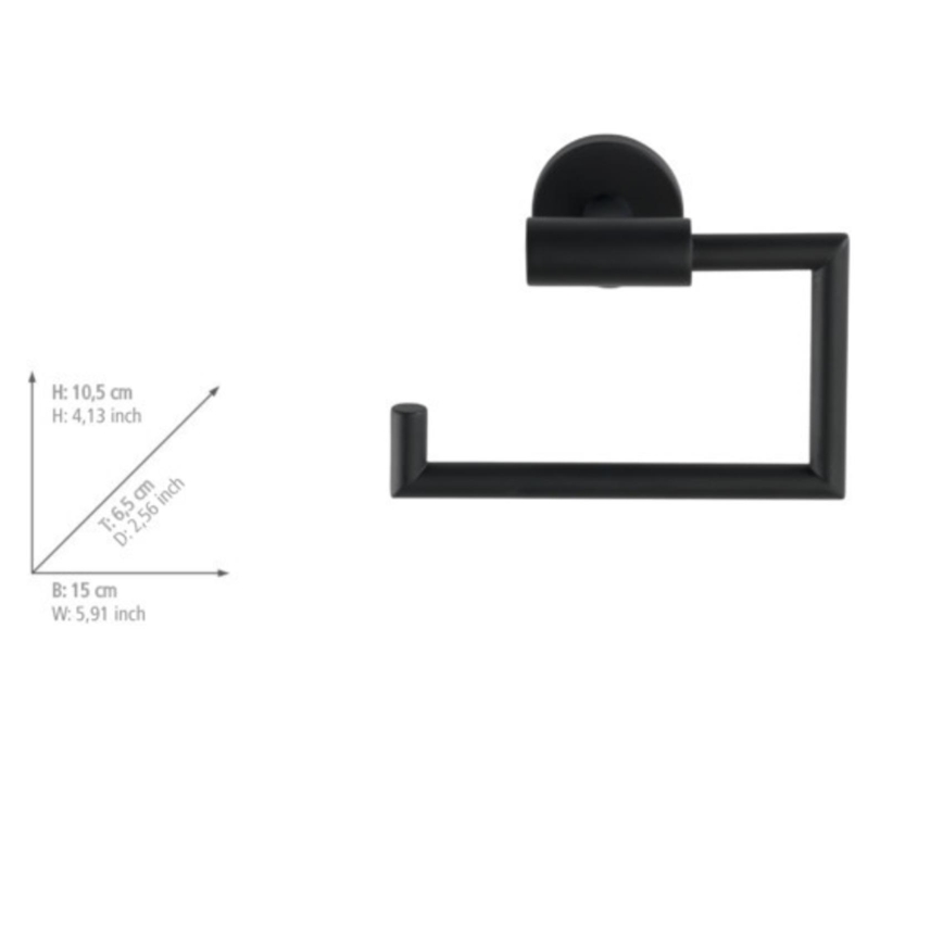 WENKO 24240100 BOSIO BLACK – tualetinio popieriaus laikiklis, 15 x 10,5 cm, nerūdijančio plieno, sidabrinė