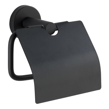 WENKO 24241100-Tualetinio popieriaus laikiklis BOSIO BLACK 15x13,5 cm iš nerūdijančio plieno/sidabro spalvos