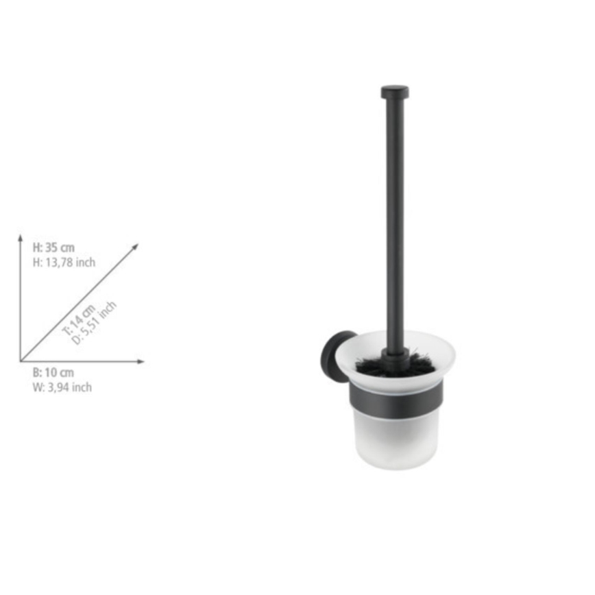 WENKO 24243100-WC WC šepetys BOSIO BLACK 10x35 cm, nerūdijančio plieno/sidabrinis/satinuotas