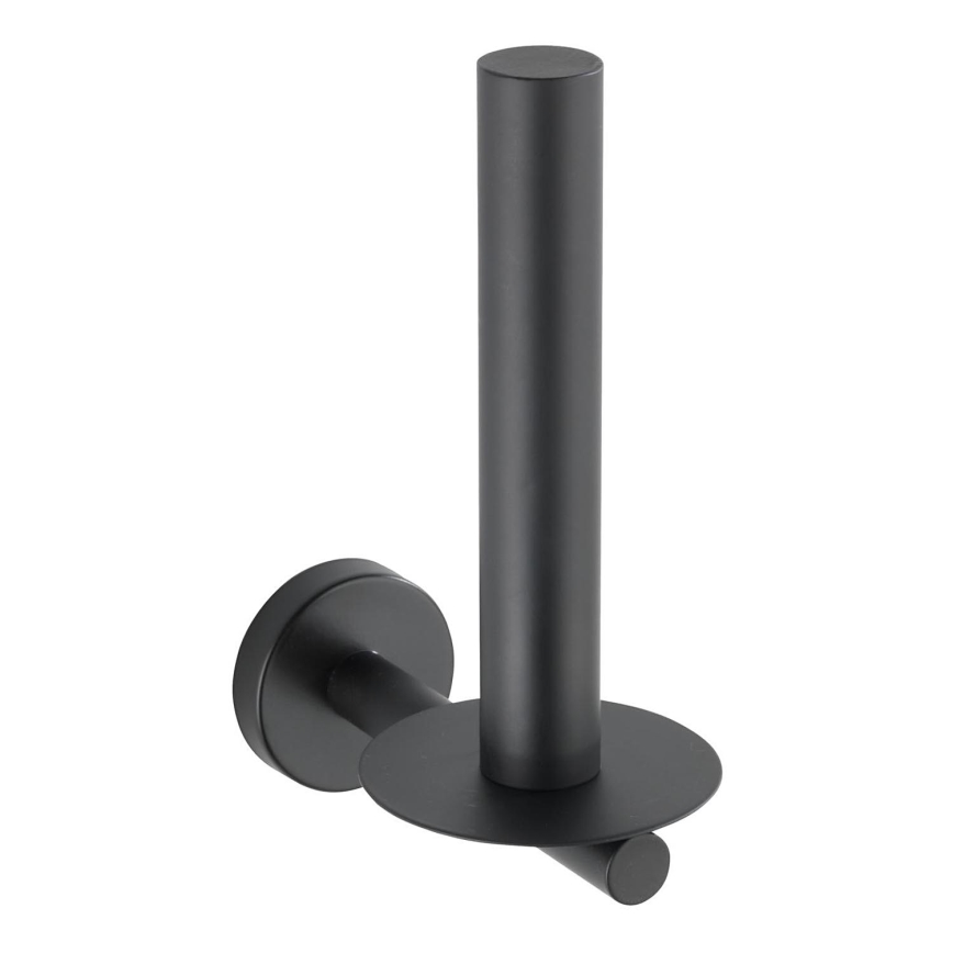 WENKO 24262100-Tualetinio popieriaus laikiklis BOSIO BLACK 8x18 cm, iš nerūdijančio plieno, sidabro spalvos