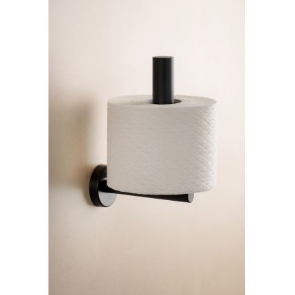WENKO 24262100-Tualetinio popieriaus laikiklis BOSIO BLACK 8x18 cm, iš nerūdijančio plieno, sidabro spalvos