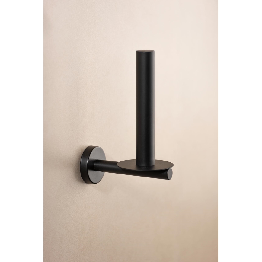 WENKO 24262100-Tualetinio popieriaus laikiklis BOSIO BLACK 8x18 cm, iš nerūdijančio plieno, sidabro spalvos