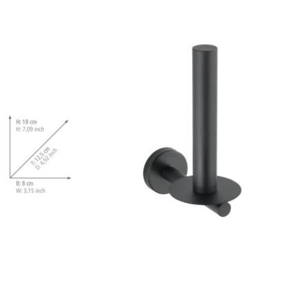 WENKO 24262100-Tualetinio popieriaus laikiklis BOSIO BLACK 8x18 cm, iš nerūdijančio plieno, sidabro spalvos