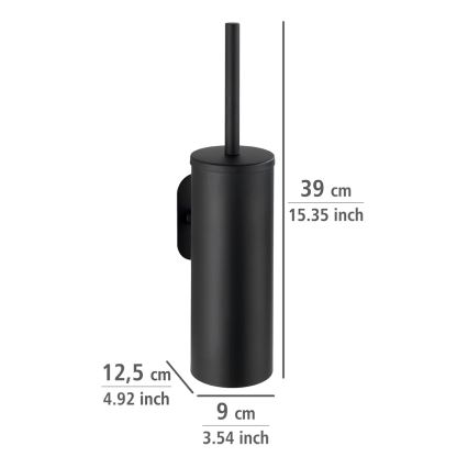 WENKO 24289100-WC tualeto šepetys TURBO-LOC OREA BLACK 9x39,5 cm nerūdijančio plieno/juodas