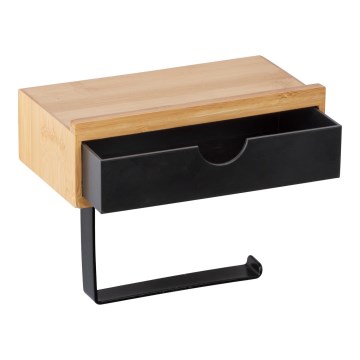 WENKO 24754100 - Tualetinio popieriaus laikiklis BAMBUSA 18,5x14 cm, rudos/juodos spalvos