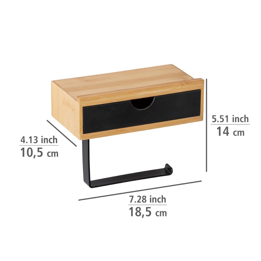 WENKO 24754100 - Tualetinio popieriaus laikiklis BAMBUSA 18,5x14 cm, rudos/juodos spalvos