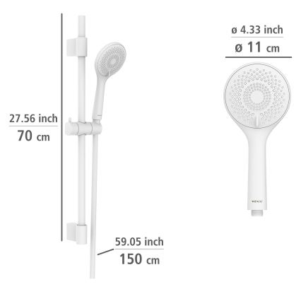 WENKO 24916100 - Dušo rinkinys Vandens taupymo sistema, 70 cm, balta