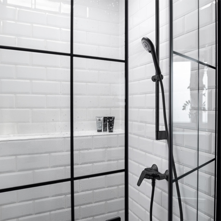 WENKO 24924100 - Dušo galvutė WATERSAVING SYSTEM 11x11 cm juoda