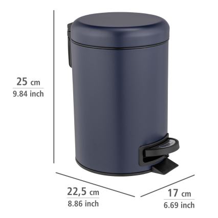 WENKO 25153100 - Šiukšlių dėžė LEMAN 17x25 cm mėlyna/juoda