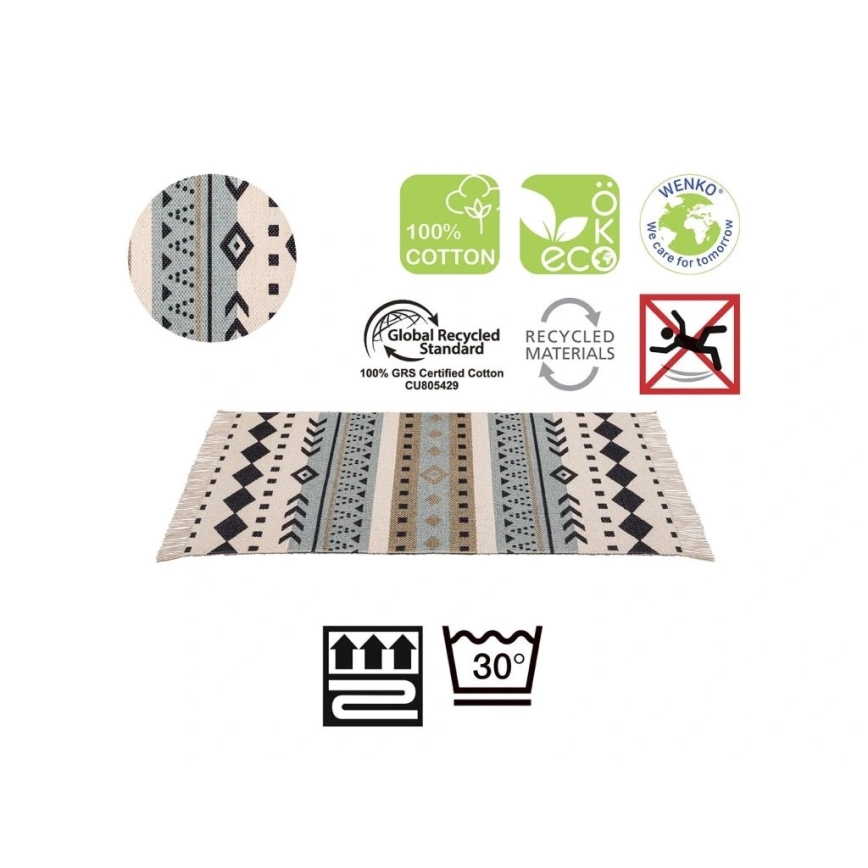WENKO 25277100-kilimėlis iš perdirbtos medvilnės 80x50 cm, margaspalvis