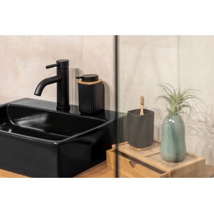 WENKO 25297100 - dantų šepetėlio puodelis ROTELLO 8,5x11 cm juoda/ruda