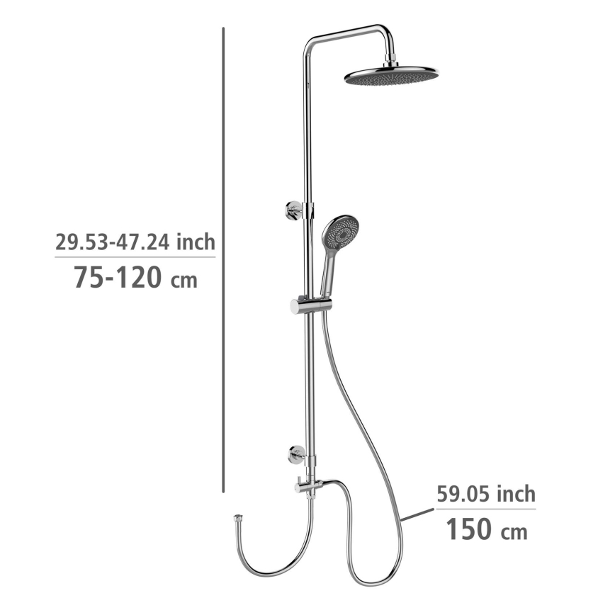 WENKO 25310100 - Dušo komplektas WATERSAVING SYSTEM nerūdijančio plieno/blizgus chromas
