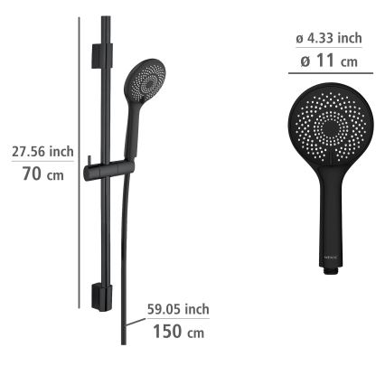 WENKO 25453100 - Dušo rinkinys WATERSAVING SYSTEM 70 cm, juodas