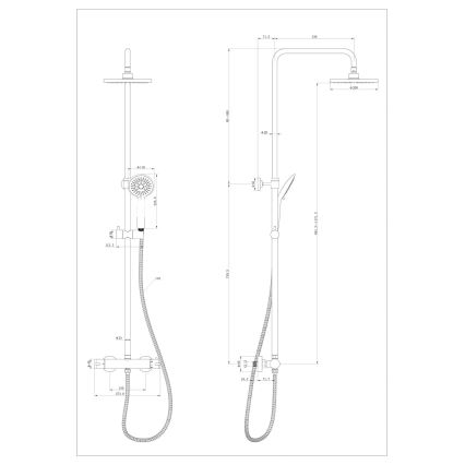 WENKO 25484100 - Dušo sistema su vandens taupymo funkcija, 12x120 cm, juoda