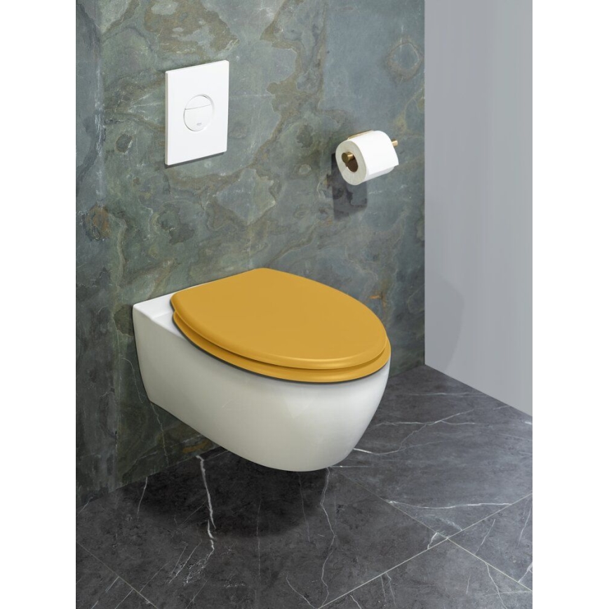 WENKO 25792100 - WC sėdynė PRIMA 37x41 cm geltona/sidabrinė