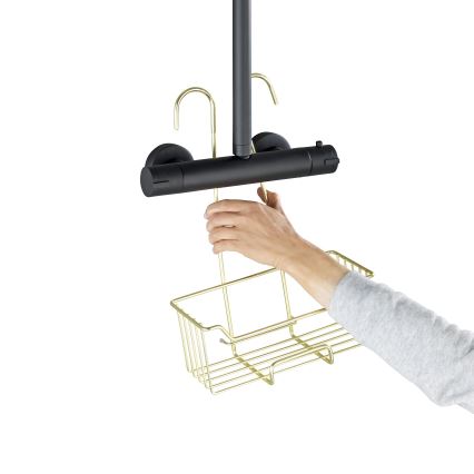 WENKO 25937100 - Dušo krepšelis MILO 25x36 cm, nerūdijančio plieno/auksinis/skaidrus