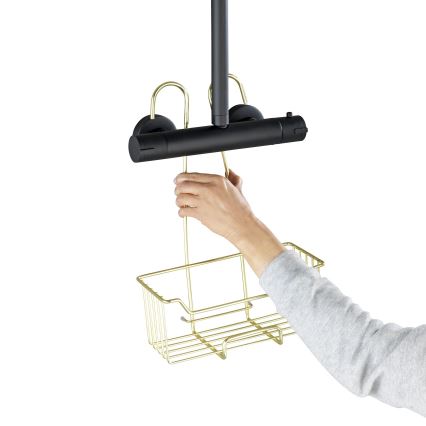 WENKO 25937100 - Dušo krepšelis MILO 25x36 cm, nerūdijančio plieno/auksinis/skaidrus