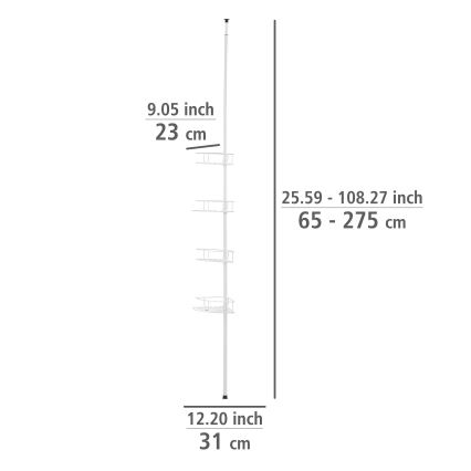 WENKO 26015100 - Kampinė lentyna DOLCEDO 31x230 cm nerūdijančio plieno/balta