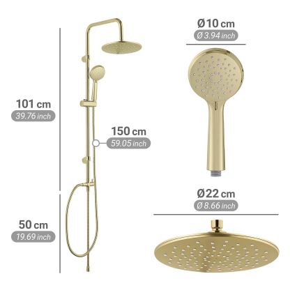 WENKO 26182100 - Dušo sistema YOUNG LINE 101 cm auksinė