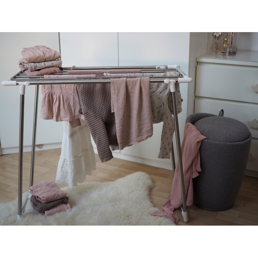 WENKO 3774020100 - Drabužių džiovyklė PROFI SINGLE 87x79 cm nerūdijančio plieno/sidabrinė/balta