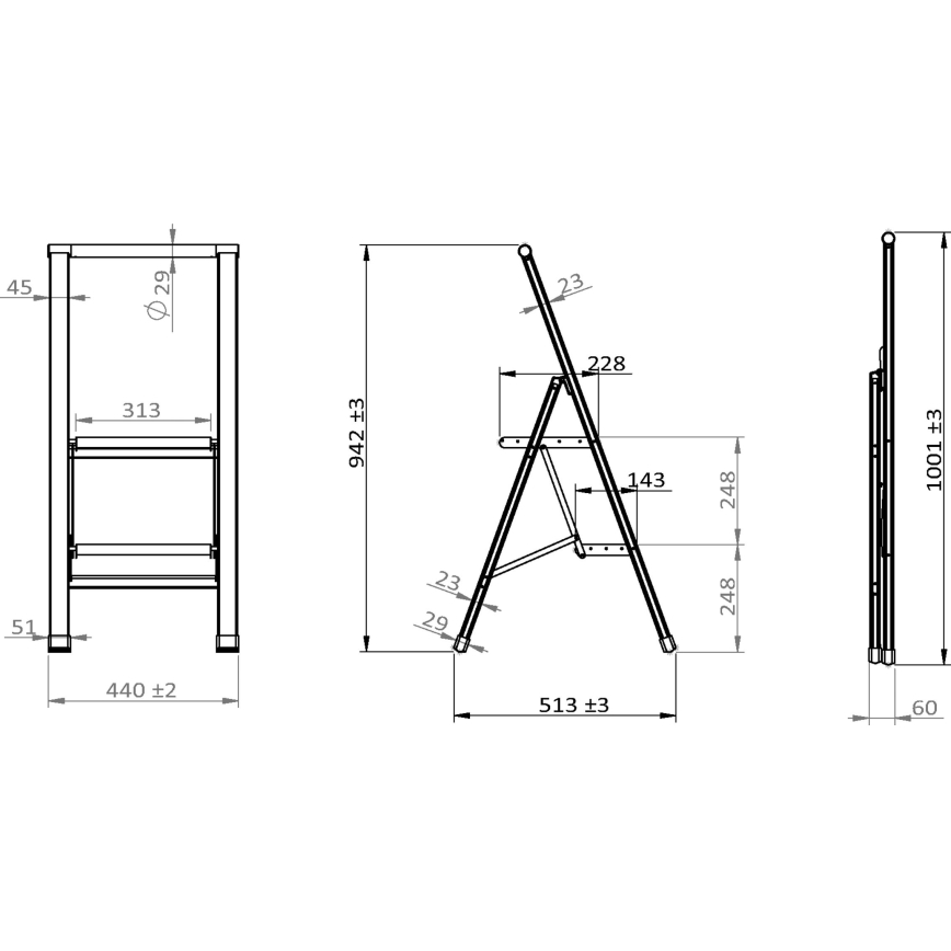 WENKO 50482100 - ALU-DESIGN kopėčios 44x101 cm, juodos