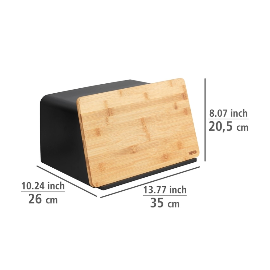 WENKO 54098100 - Duonos dėžė KUBO 35x26,5 cm juoda/ruda