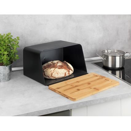 WENKO 54098100 - Duonos dėžė KUBO 35x26,5 cm juoda/ruda