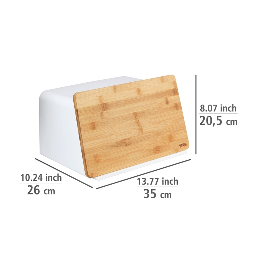 WENKO 54099100 - Duonos dėžė KUBO 35x26,5 cm balta/ruda