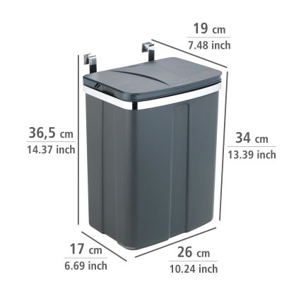 WENKO 54903100 - Prie durų tvirtinamas krepšys 26x36,5 cm pilka/sidabrinė